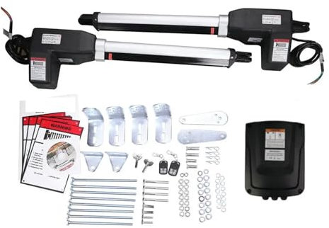 EDEDE Motor Puerta Corredera, Abridor de Puerta abatible LM902/230V, 400kg por Hoja con 2 mandos a Distancia, Operador de Puerta automático Dual Resistente