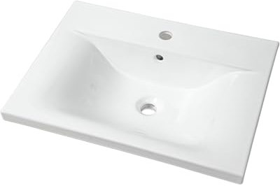 NUESTRA VIDA Lavabo Vasque Blanc 60cm à Encastrer, Vasque à Poser Salle de Bain, Évier Lave-Mains pour Salle de Bain et Toilettes, 61×46×18 cm