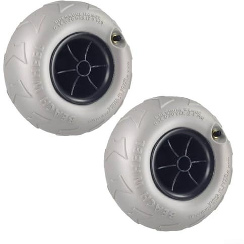 Besshepplo 2 Pack Inflatable Beach Cart Wheels PVC Sand Tires Balloon Wheels for Kayak Dolly Canoe Transport 205X115mm with 12.5mm Inner Diameter