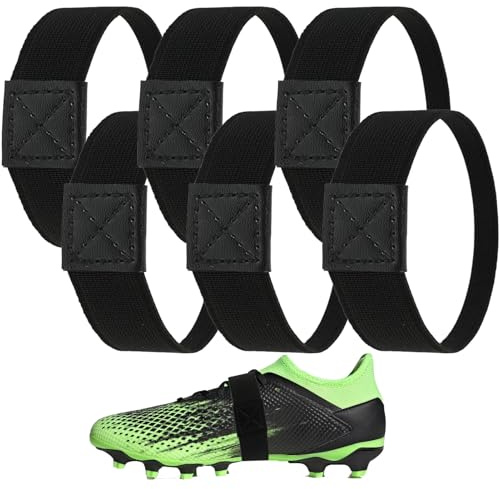Trpoey 6 Pezzi Nastro di Fissaggio per Lacci da Calcio, 2 cm x 18 cm Fascia Ferma-Lacci Calcio, Impedisce lo Slacciamento, Sistema Anti-Allentamento Resistente per Triathlon