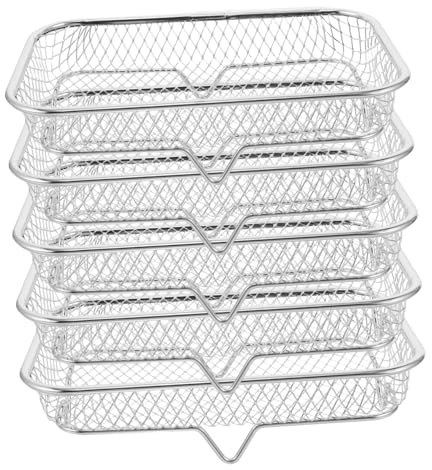 OFFSCH 5 Piezas Rejilla Apilable de Acero Inoxidable Freidora de Aire Horno y Deshidratador Bandeja para Hornear Enfriar y Escurrir Accesorios Versátiles para Cocina y Barbacoa
