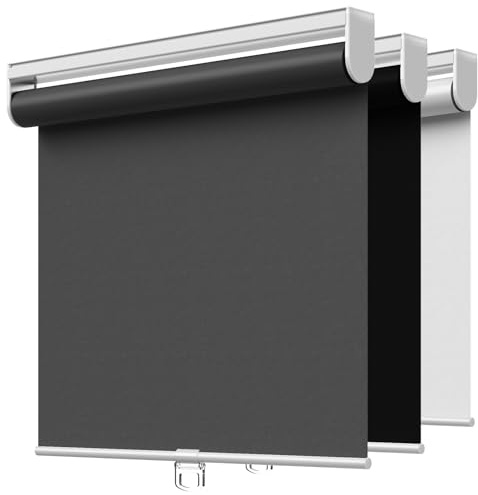 BGBL Cordless Roller Shades Blackout Blinds for Windows Room Darkening Rolled Up Shades with Spring System, UV Protection Window Shades Door Blinds for Home and Office (Grey, 23 W x 72 H)