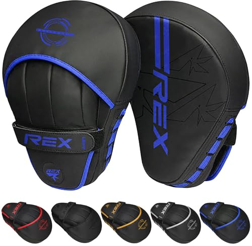 REX Punching Mitts for Men, Women, & Kids, PU Leather Focus Mitts for Martial Arts & Boxing Training, Curved Punch Mitts for Karate, Kickboxing, Muay Thai & Taekwondo