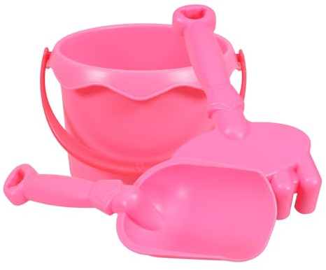 GARVALON Lot de 3 Set de Outils de Jardinage Garçon et Filles Rose – Pelle Longue Râteau et Seau en Plastique – Truelles Miniatures pour Pousse de Plantes Jeu Éducatif et Activités Plein