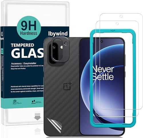 Ibywind Skärmskydd för OnePlus 15R 5G,2-pack Härdat Glas med 9H Hårdhet och Kameralinsskydd,med Installationsram,Fingeravtrycksstöd,Inga bubblor,Reptålig och Krossäker