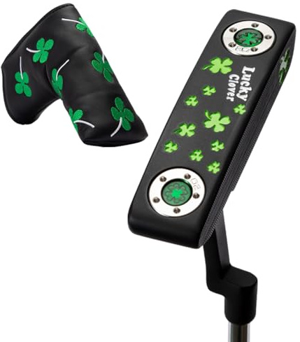 Black Four-Leaf Clover Golf Putter - Blade Putters for Men & Women - Easy Flop Shots – Legal for Tournament Play- Right Handed - Graphite Shaft