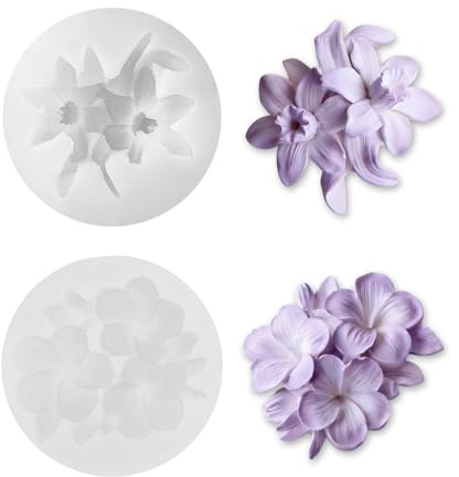 Aikeis Lot de 2 moules en silicone pour bougies en forme de fleur, peuvent être utilisés pour la fabrication artisanale de bougies, décorations de gâteaux, savons et autres moules en silicone. Le