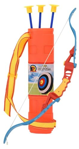 Teenpull Set di tiro con l'arco per bambini con 1 arco, 3 frecce e cardini, robusto materiale ABS PP PE, lunghezza dell'arco 68 cm, punte a ventosa, ideale per attività all'aperto in giardino e