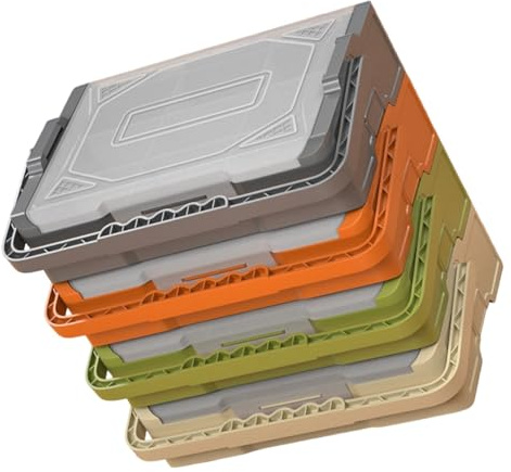 Boîte de rangement en plastique, organisateurs d ' outils empilables avec cloison amovible pour une capacité de de 20 kg et fenêtre de visualisation transparente, bac empilable pour organiser les