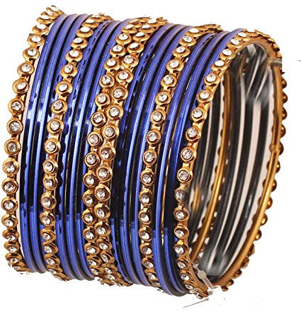 Touchstone Färgglad armbandskollektion indisk Bollywood-legering metall och texturerad silkstråd handled förskönare designer smycken armband för kvinnor., M - Circ 7.8 in-Indn Size 2.8-Dia 2.5 in