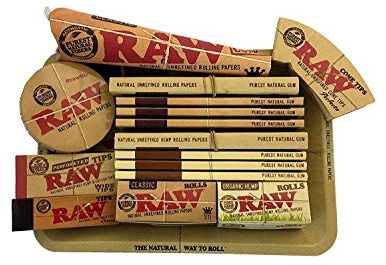 RAW Mini Rolling Tray & Papers Gift Set PLUS