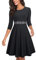 HOMEYEE Damen Vintage Rundhalsausschnitt Blumen Bestickt knielangen Cocktailkleid UKA079 (S, Schwarz - Stoff B)