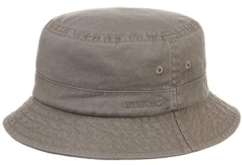 Stetson Organic Cotton Hut mit UV-Schutz Damen/Herren - aus 100% Bio-Baumwolle - Knitterfrei knautschbar - Nachhaltig - Bucket Hat unifarben - Packable Anglerhut - Frühjahr/Sommer Taupe L (58-59 cm)