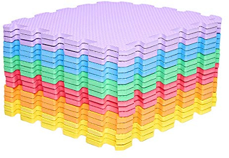 Mocosy 18 Pièces (30x 30x1cm) Tapis de Sol imbriqués| Tapis en Mousse Douce| Tapis de Jeu| Tapis de Gymnastique(Arc-en-Ciel)