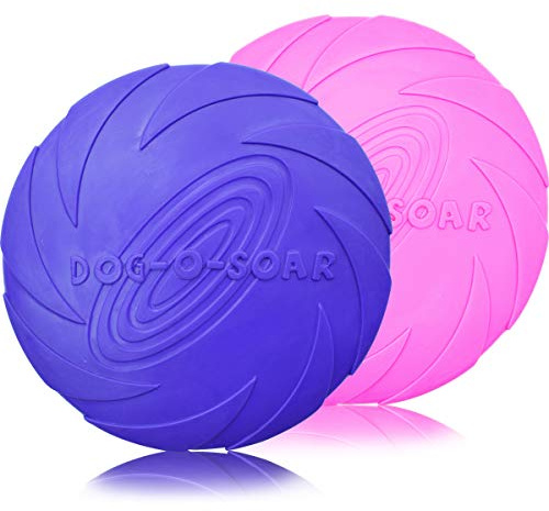 ZSWQ Hund frisbee – 2 st hund flygande skiva leksak naturlig gummiträning husdjur tugga leksak flytande vatten hund leksak för hundar valp utomhusflyg