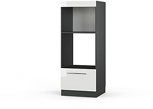 Vicco Mikrowellenschrank Fame-Line, Weiß Hochglanz, 60 cm offen
