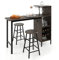 GIANTEX Hoher Tisch mit Hockern, 3 Stück, Tisch und Theke, Halbinsel Küche mit Hockern, Bistrotisch in quadratischer Form 120 x 40 x 90 cm, 4 Farben (braun)