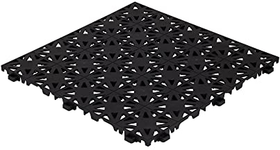 HestraPlattan Balkonfliesen Classic 02010 | Kunststofffliese Stecksystem Innen- und Außenbereich | Bodenplatten wetterfest | 11 Fliesen à 30x30 cm (Schwarz)
