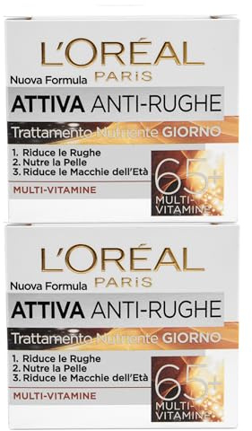 L'Oréal Paris Age Perfect 65+ Anti-Rynk Dagkräm Vårdande Behandling med Multi-Vitaminer för Mogen Hud - 2 Burkar á 50ml