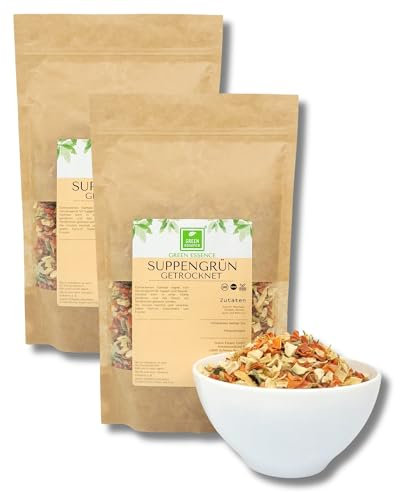 Suppengrün 1kg (2 * 500g) von der Grünen Essenz - getocknet ohne salz - Suppenkräuter - Suppengewürz - Gemüsemischung
