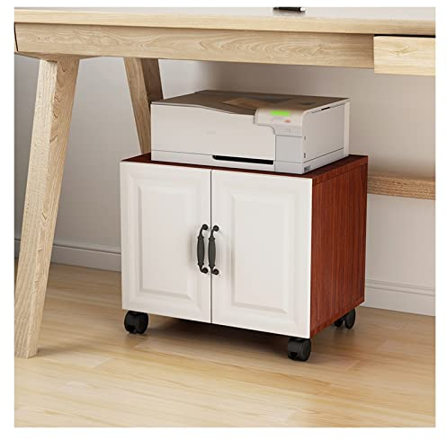 FLYIFE Desktop-Druckerständer, Druckertisch, mobiler Druckerständer unter dem Schreibtisch, Aktenschrank, moderner rollender Druckerständer mit Stauraum, Holz-Arbeitswagen mit Rollen, Druckertisch,