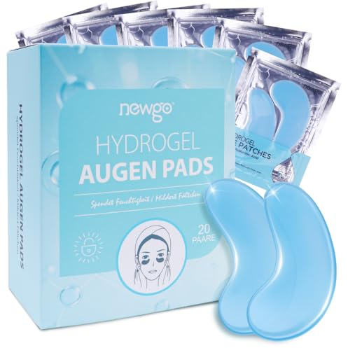 NEWGO 20 Paar Augenpads Eye Mask Hyaluronsäure Kollagen mit Hyaluron, Vitamin E- gegen Augenringe Tränensäcke Falten Dunkle Kreise & Puffiness (Blau)