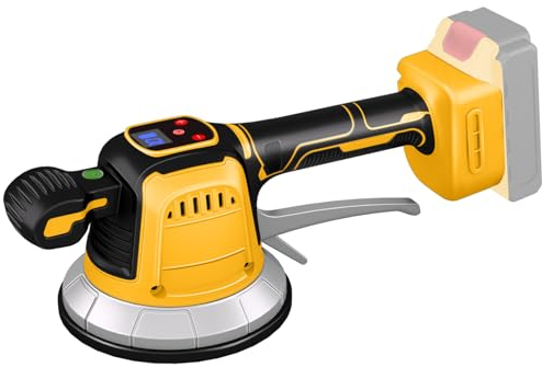 Piastrelle a batteria, compatibile con batteria Dewalt da 20 V, vibratore per piastrelle a 10 marce, display digitale, ventosa da 14,5 cm e assorbimento da 150 kg per la posa di piastrelle da 0,3 a