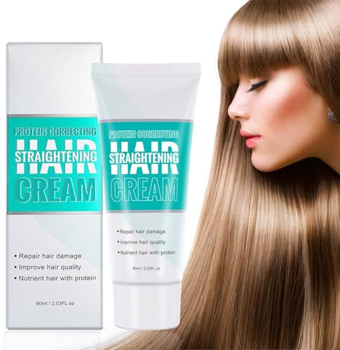 Crema Lisciante per Capelli, Trattamento Cheratina per Capelli, Keratina Capello Lisciante Anticrespo Capelli, Crema Stirante per Capelli per Capelli Ricci, Secchi, Disordinati o Danneggiati (60ml)