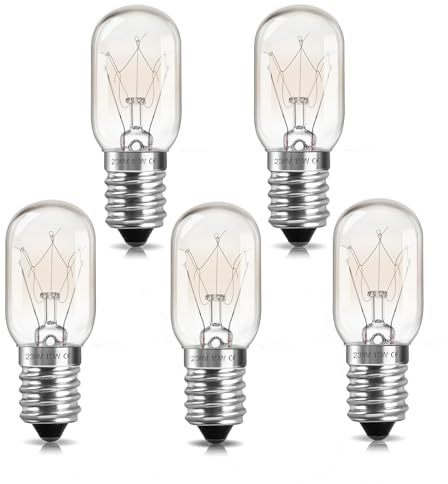 Liuyife E14 Salt Lamp Bulbs Dimmable 240V, T20 SES Mini Scentsy Bulbs for Wax Warmer, Sewing Machine, Fridge, Pygmy Freezer, Wax Burner, Small Screw in Light Bulb Warm White 2700K, 5 Pack