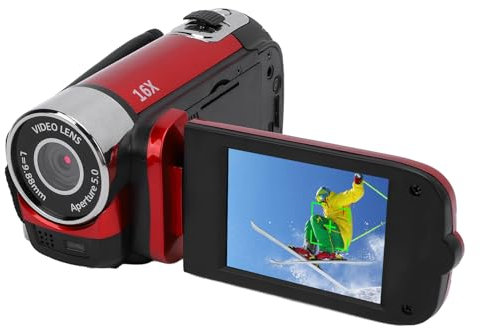 Asixxsix Caméscope à Zoom Numérique 16 Pouces, écran 2,4 Pouces 1080P 16MP, Enregistreur Vidéo avec Lumière de Remplissage, Sortie USB, Prend en Charge Les Selfies et Les Micros Externes