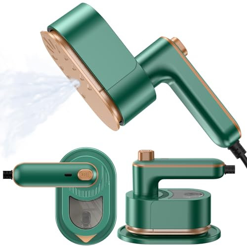 Dampfglätter, Reisebügeleisen, Steamer Dampfglätter, Handbügeleisen, 180° Faltbar Tragbarer Dampfbügeleisen, 30S Schnellaufheizung, Steamer Clothes Mini Bügeleisen für Zuhause, College, Reisen-Grün