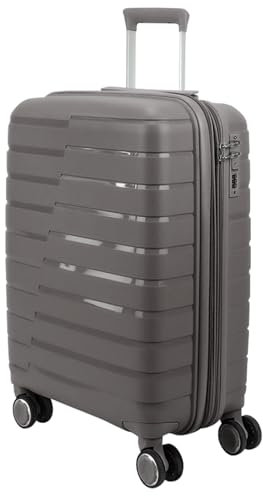 EUES Maletas de Viaje Trolley Rígida (66 x 45 x 28 cm), Maleta de Viaje con Ruedas Giratorias y Cerraduras de Dial Material PP Ligero (Griso-M)