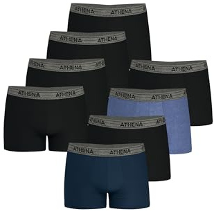 Athena - Lot de 8 Boxers Homme Ecopack - Boxers Coton Stretch Respirant - Label Oeko-TEX® Standard 100 - Coupe Ergonomique, Doublure Avant, Confort et Maintien