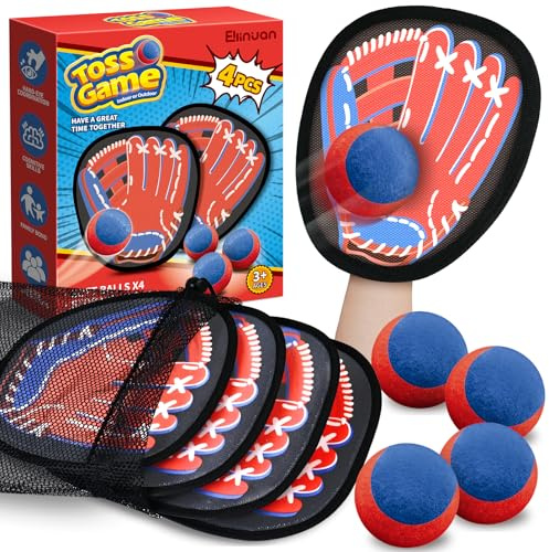4 Packs Catch Ball Game Set, Baseball Training Glove, Outdoor Toys, Summer Beach Pool Yard Backyard Lawn Camping Sports Play Toy Games for Toddlers Kids Teens Adults Family Game, Fun Ideal Gifts