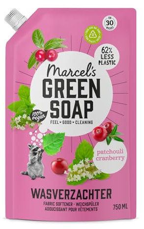 Marcel's Green Soap - Recharge d'adoucissant Patchouli & Canneberge - Adoucissant liquide - Sans microplastiques ni huile de palme - Végétalien - 750ml
