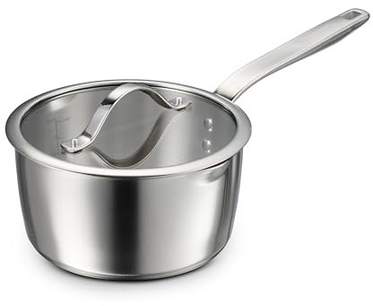 Tramontina Tempo Tri-Ply Base Stainless Steel 3-Quart Sauce Pan with Glass Lid, Induction-Ready Saucepan, Oven-Safe, Dishwasher-Safe