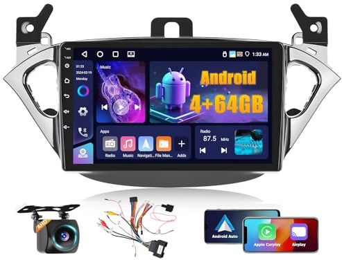 Fuluku 4+64G Android Autoradio per Opel Corsa E 2015-2019/Opel Adam 2013-2016 Wireless Carplay Android Auto, 9 IPS Touch Screen Radio con Bluetooth 5.0/GPS/Telecamera posteriore/FM/WiFi/SWC