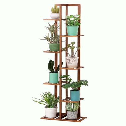 SRHIMEOS 7 Niveles Estanteria para Plantas Madera, Soporte para Macetas De Esquina, Estantería Alto para Flores, Escalera De Plantas Interior Exterior, para Patio Terraza Jardín Oficina