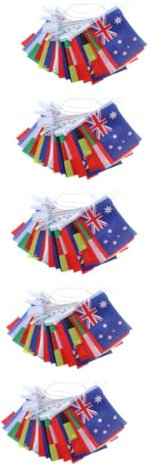 MAGICLULU 5 Sätze Wimpelkette Länderflaggen Internationale Flaggen Banner Dekoration für Partys Festivals Sportveranstaltungen Fahnenschnur für Garten Bar und Feierlichkeiten