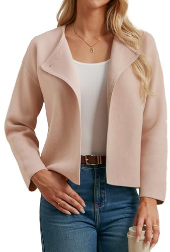 Grace Karin - Cardigan da donna con colletto, maniche lunghe, in maglia, casual, con bottoni sul davanti, M