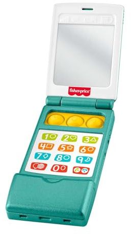 Fisher-Price Baby Toy Flip Phone Laugh & Learn Musical Learning Activity for Toddler Pretend Play Infants Ages 6+ Months Multilanguage Version, JMM31