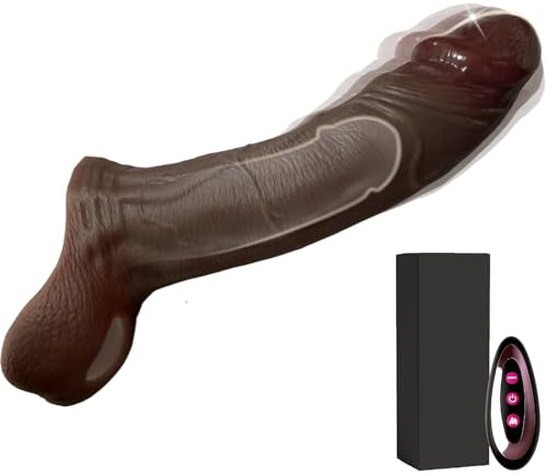 Guaina Pene Vibratore Sexytoysys Coppia Guaina Fallica Realistico Prolunga Pene Indossabile Uomo 9 Modalità Vibranti Remote Control Sex Toys Anello per Testicoli Sessuali per Uomini, Nero