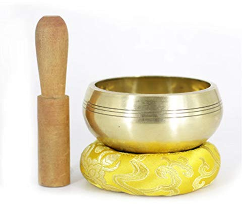 Handstämd klangskål, Tibetansk sångskål Koppar Buddhastaty Dharma 8-9,5 cm Yogamatta Stick