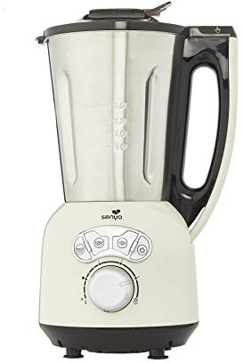 Senya Blender Chauffant Crème INOX Cook & Ice V3, Mixeur Soupe Veloutée/Moulinée, Cuisson Vapeur, Glace Pilée Smoothies, 1, 5L, 1400W, SYCP-HB008C