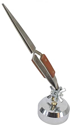 Third Hand Tweezers, Cross Locking Jewelry Welding/Soldering Tweezers with Base 360°Rotation, Jewelry Making Repair Kit (Straight)