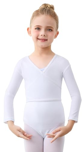 boruizhen Maglioncino da Balletto Cotone Top da Danza Classica Manica Lunga Maglia a Incrocio da Balletto per Bambini e Donne Bianco S