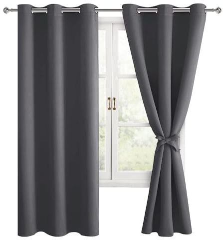 Hiasan Verdunklungsvorhänge Gardinen mit Ösen,Dunkelgrau Blickdicht Vorhänge,2 Stück,117 x 137 cm (Breite x Höhe),weiche Schiebevorhänge für Schlafzimmer,Wohnzimmer usw.