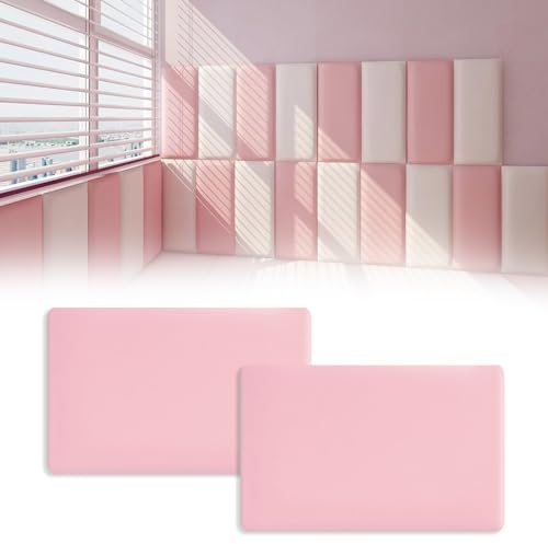 Sparklenut 2 placas acolchadas de 40 x 30 cm, como cabecero de cama o protección contra impactos, panel decorativo o cojín de pared para habitación infantil, paneles acolchados (rosa)