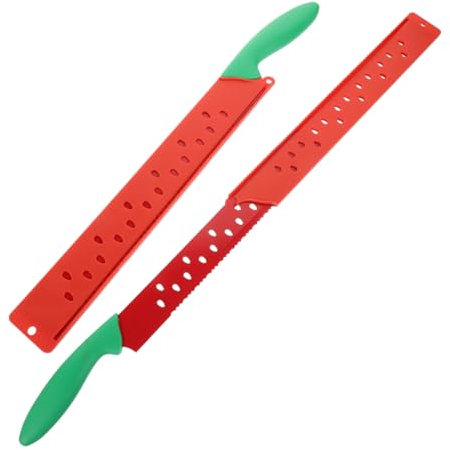 Cabilock Cuchillo Alargado Para Sandía y Sándwich, Acero Inoxidable, Filo Serrado Antideslizante, 2 Piezas, Herramienta Multifuncional Para Cortar Pasteles, Pan y Queso, Uso Doméstico y Profesional