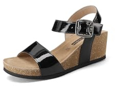 QUEEN HELENA Zeppe Sandali Alti con Cinturino Casual Donna X32-209 (Nero, Sistema Taglie Calzature EU, Adulto, Donna, Numero, Media, 40)